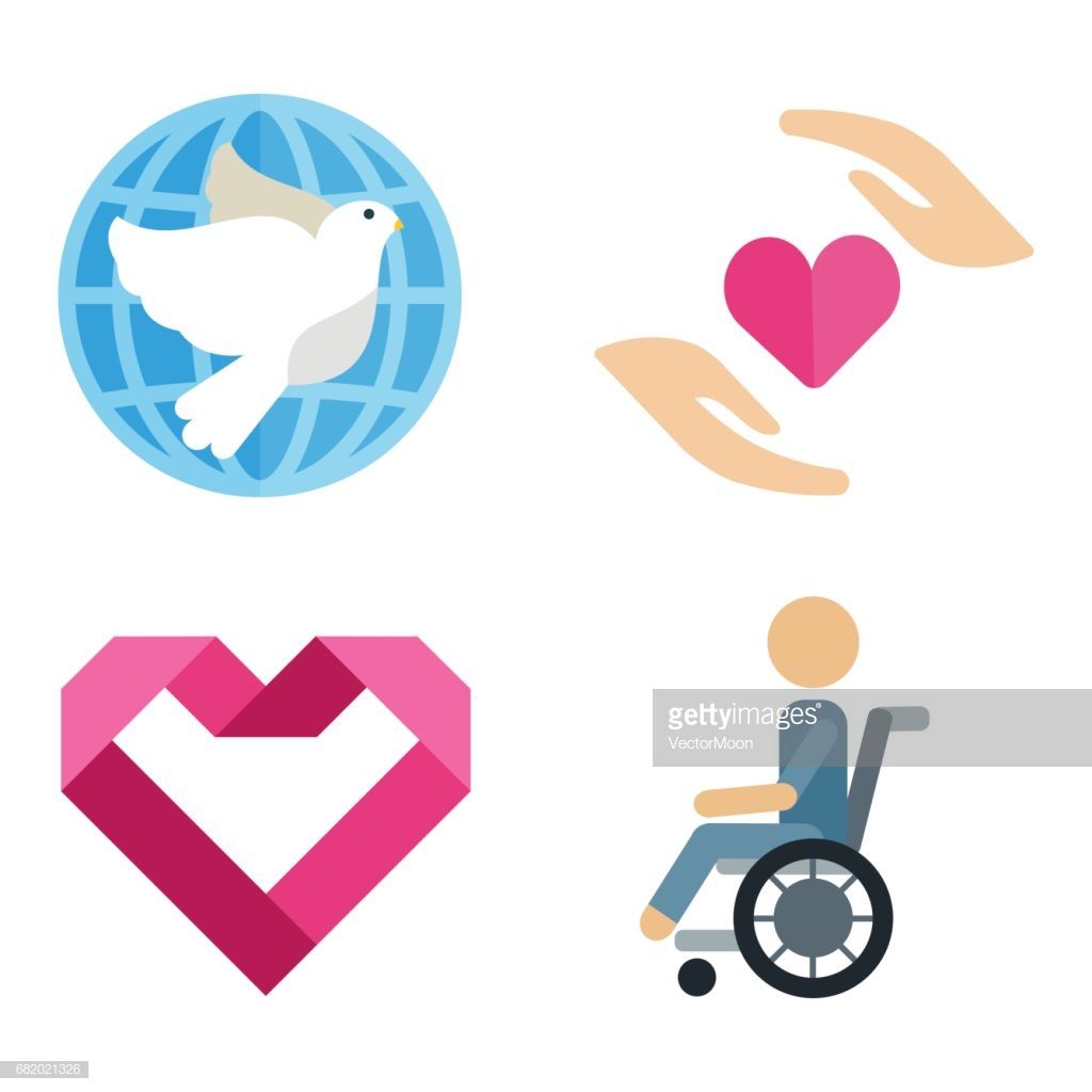 1024x1024 Volunteer Icons Charity Donation Vector Set Humanitarian Awareness