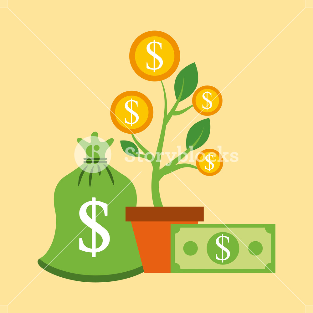 1000x1000 Growth Plant Coins Money Banknote Charity Donation Vector