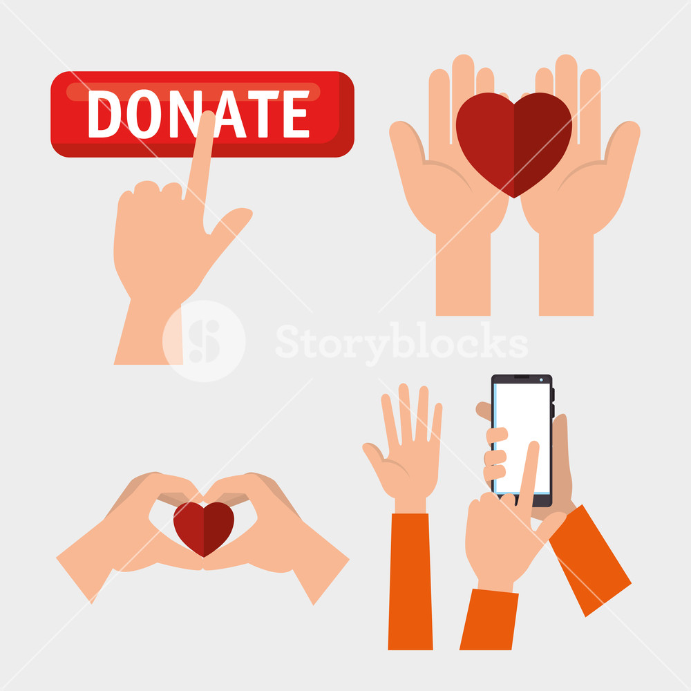 1000x1000 Hands With Hearts Charity Donation Vector Illustration Design