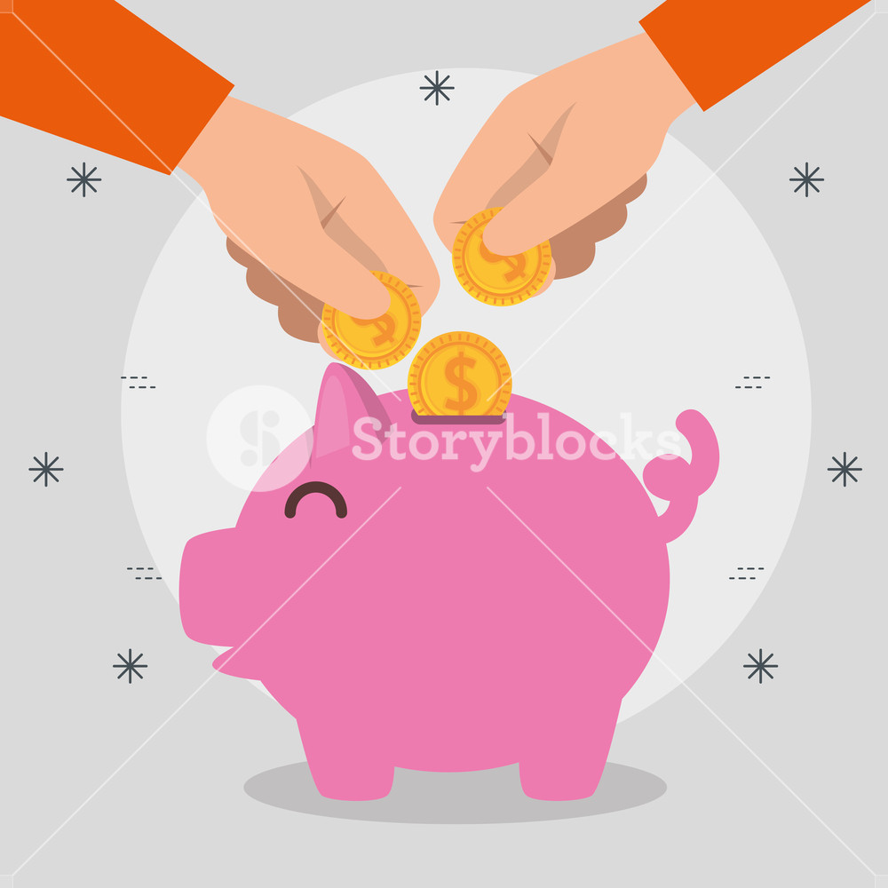 1000x1000 Hands With Piggy Money Charity Donation Vector Illustration Design