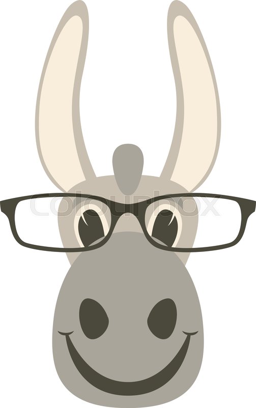 503x800 Donkey Face In Glasses, Vector Stock Vector Colourbox