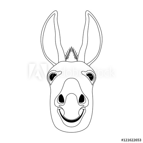 500x500 Donkey Head Face Vector Coloring Book