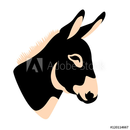 500x500 Donkey Head Face Vector Illustration Style Flat