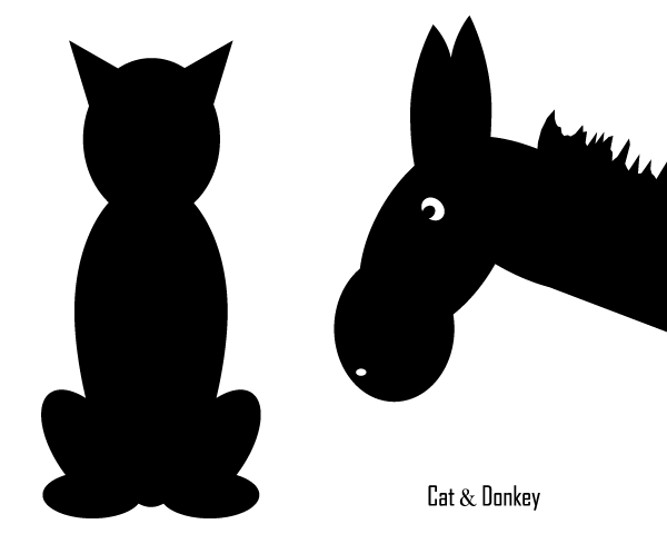 600x480 Free Vector Cat And Donkey Silhouettes