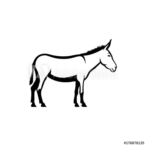 500x500 Vector Donkey Silhouette View Side For Retro Logos, Emblems