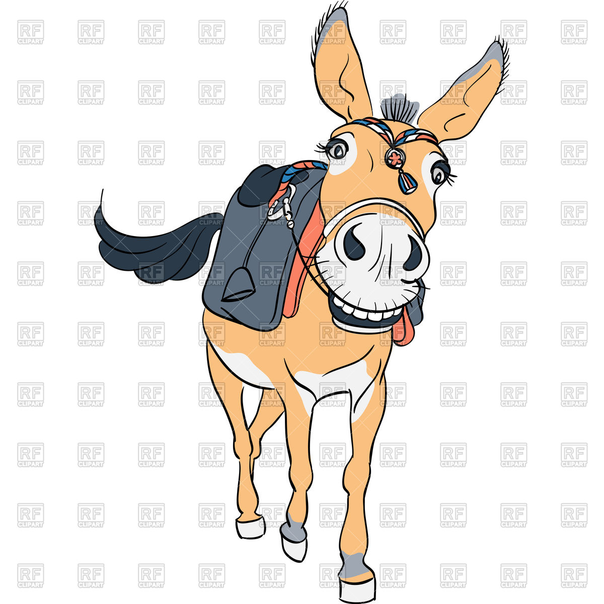 1200x1200 Funny Donkey Smiling With Saddle Vector Image Of Plants