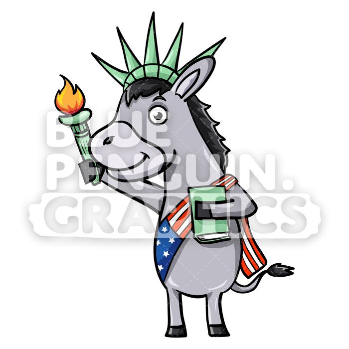 700x700 Usa Democratic Party Donkey Vector Cartoon Clipart Illustration