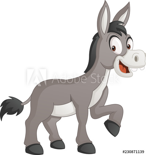 473x500 Cartoon Cute Donkey Vector Illustration Of Funny Happy Animal
