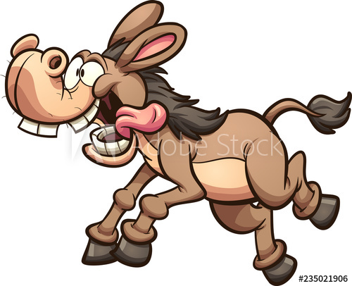 500x406 Crazy Running Cartoon Mule Or Donkey Vector Clip Art Illustration