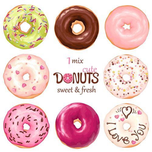 500x500 Cute Donuts Design Vectors Cards,craft,create,hobby