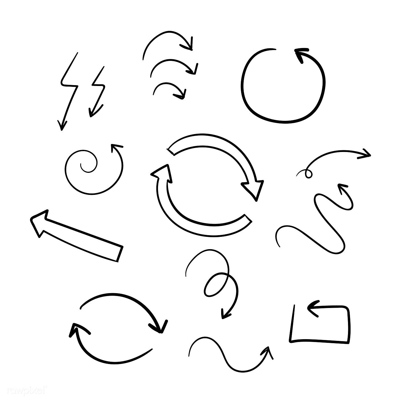 1400x1400 Hand Drawn Doodle Arrows Vector Set Free Image