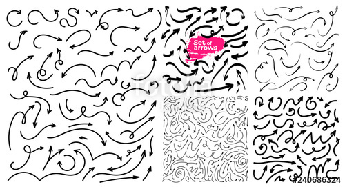 500x271 Big Set Of Hand Drawn Arrows Grunge Sketch Handmade Doodle Arrow