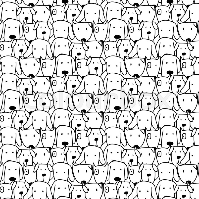 800x800 Hand Drawn Cute Dog Vector Pattern Stock Vector Colourbox