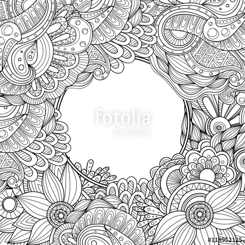500x500 Abstract Hand Drawn Zentangle Style Round Vector Frame Doodle Art
