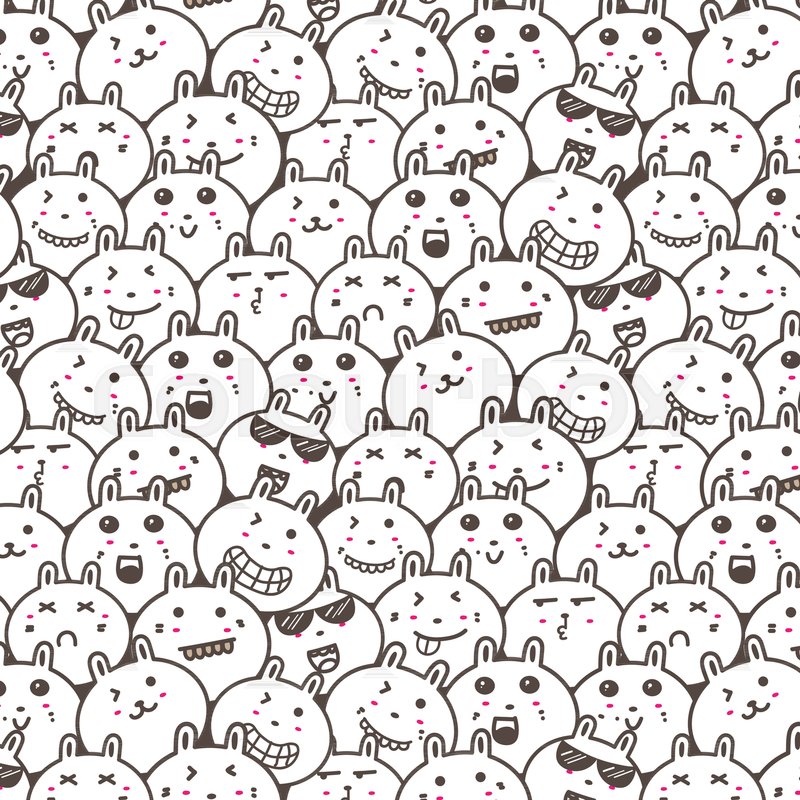 800x800 Bunny Doodle Art Pattern Background Stock Vector Colourbox