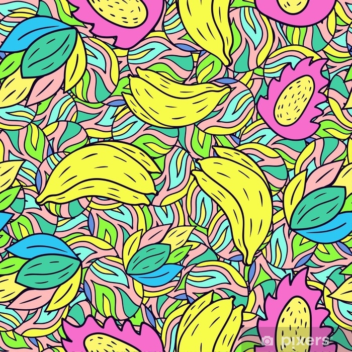 700x700 Seamless Pattern With Cartoon Doodle Banana Fruit Background