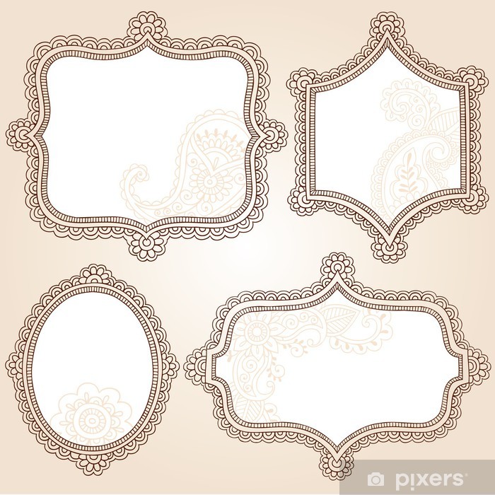 Henna Doodle Vintage Frames Vector Design Elements Wall Mural 700x700 Henna Doodle Vintage Frames Vector Design Elements Wall Mural