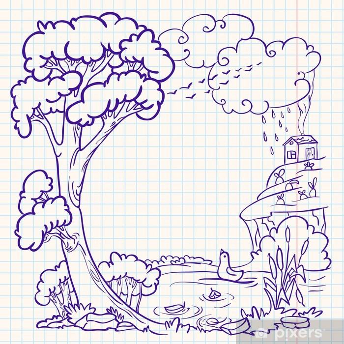 Autumn Doodle Frame, Vector Illustration Wall Mural 700x700 Autumn Doodle Frame, Vector Illustration Wall Mural