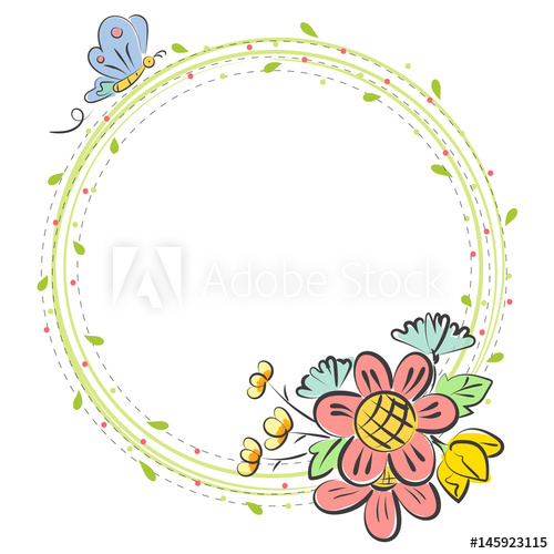 Flower Doodle Frame Vector On White Background 500x500 Flower Doodle Frame Vector On White Background
