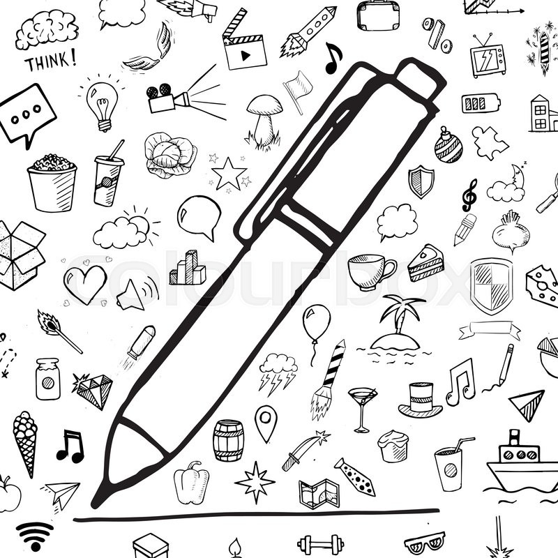 Pen And Line With Group Of Hand Drawn Stock Vector Colourbox 800x800 Pen And Line With Group Of Hand Drawn Stock Vector Colourbox