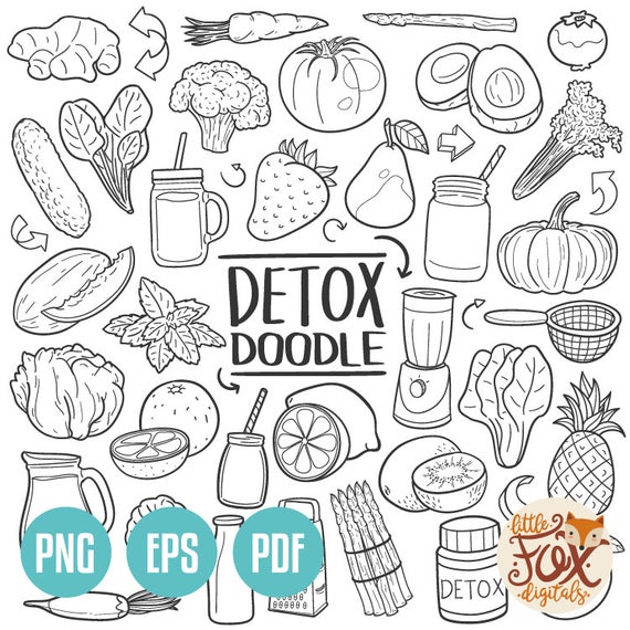 570x570 Vector Detox Nutrition Healthy Doodle Icons Clipart Etsy