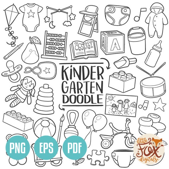 Vector Kindergarten Baby School Toys Traditional Doodle Etsy 570x570 Vector Kindergarten Baby School Toys Traditional Doodle Etsy