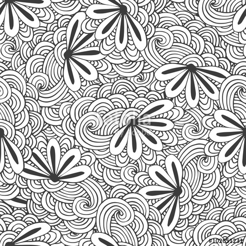 Doodle Seamless Waves Pattern With Flowers In Vector Zentangle 500x500 Doodle Seamless Waves Pattern With Flowers In Vector Zentangle