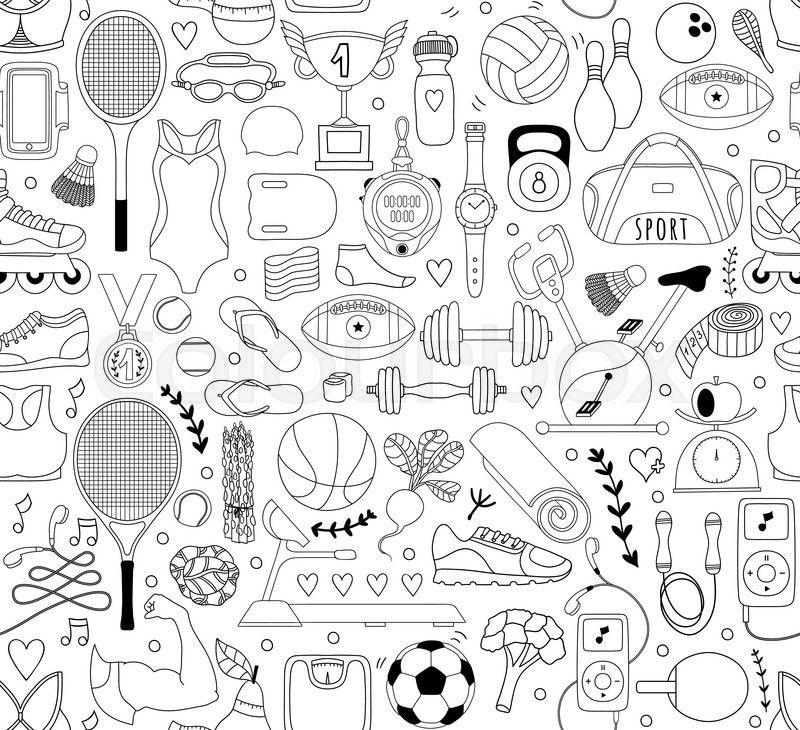 Doodle Sports Elements Vector Stock Vector Colourbox 800x730 Doodle Sports Elements Vector Stock Vector Colourbox