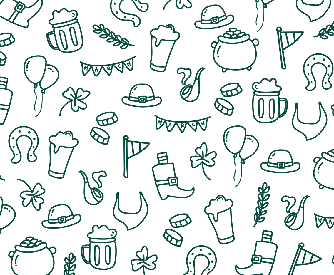 St Patricks Doodle Pattern Vector Art Graphics 1136x936 St Patricks Doodle Pattern Vector Art Graphics
