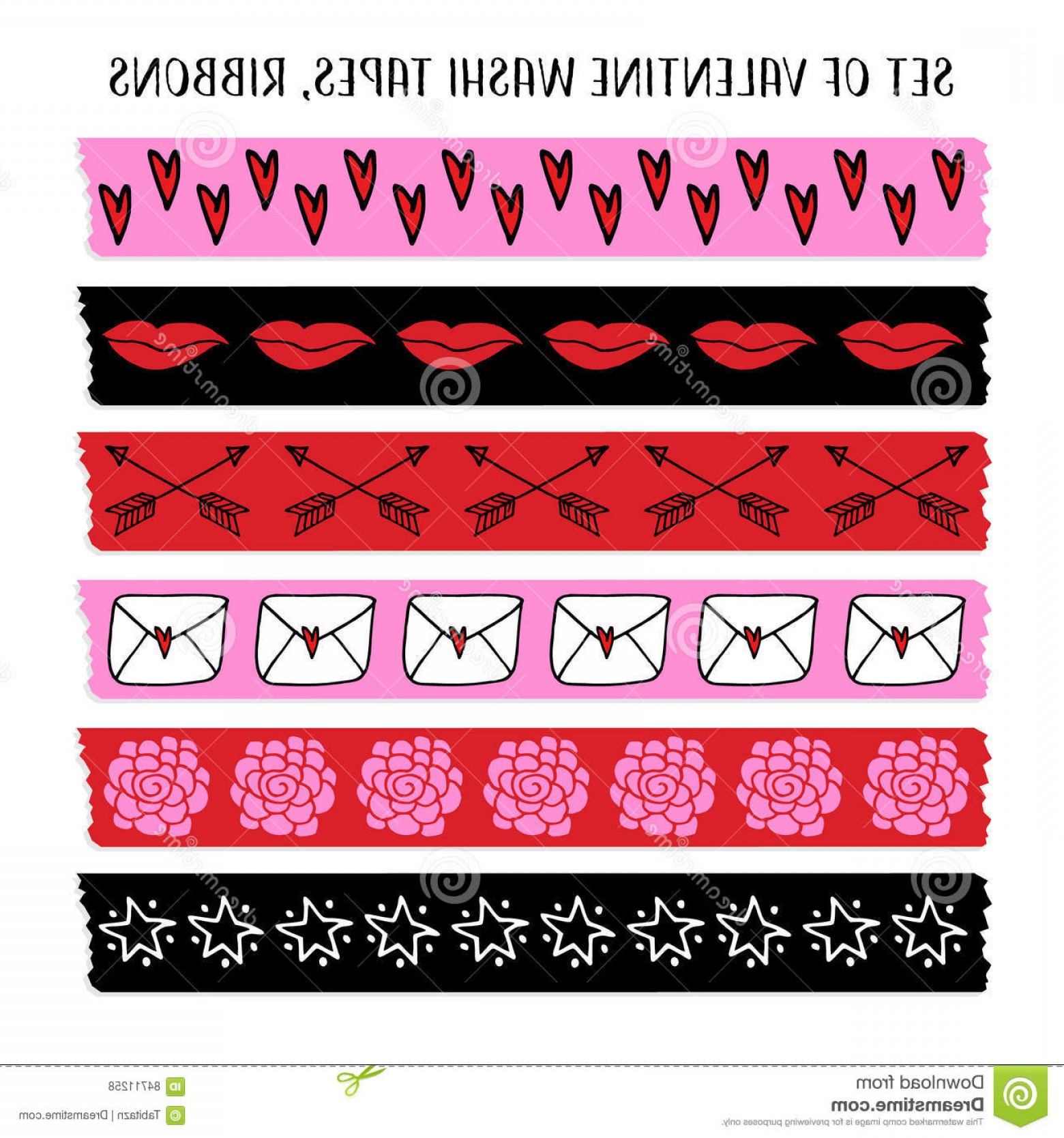 Stock Illustration Set Cool Valentine Washi Tapes Ribbons Doodle 1560x1668 Stock Illustration Set Cool Valentine Washi Tapes Ribbons Doodle