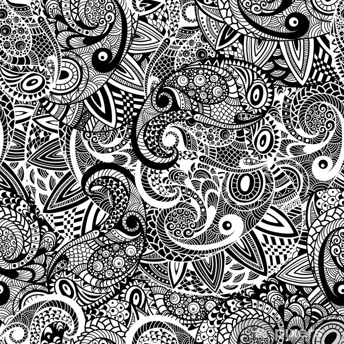 Vector Seamless Paisley Doodle Pattern Wall Mural 700x700 Vector Seamless Paisley Doodle Pattern Wall Mural