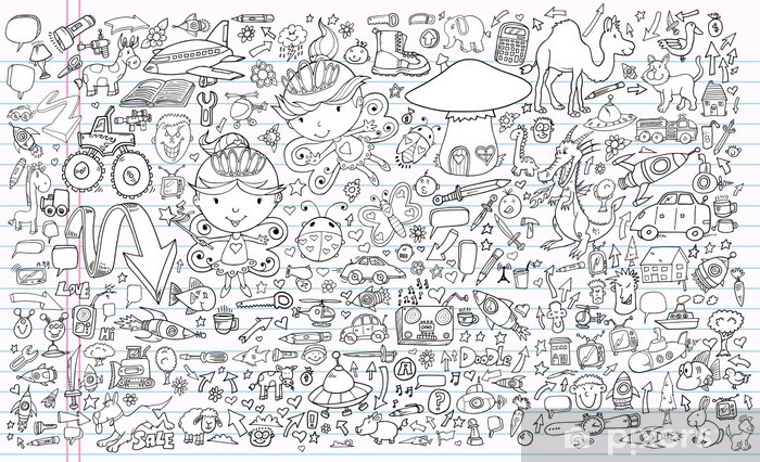700x426 Doodle Sketch Notebook Vector Elements Set Wall Mural Pixers