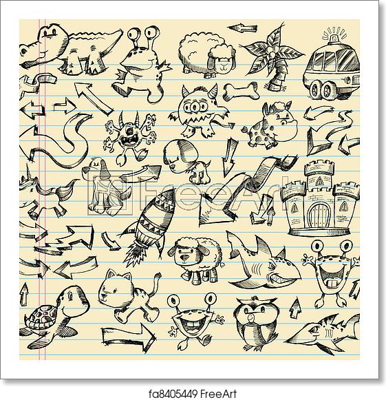 561x581 Free Art Print Of Notebook Doodle Sketch Design Set Notebook