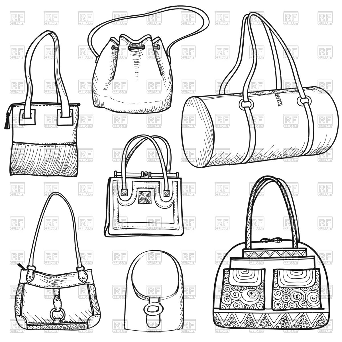 1200x1200 Handbags Doodle Sketch Set Fashion Accessory Women Bag