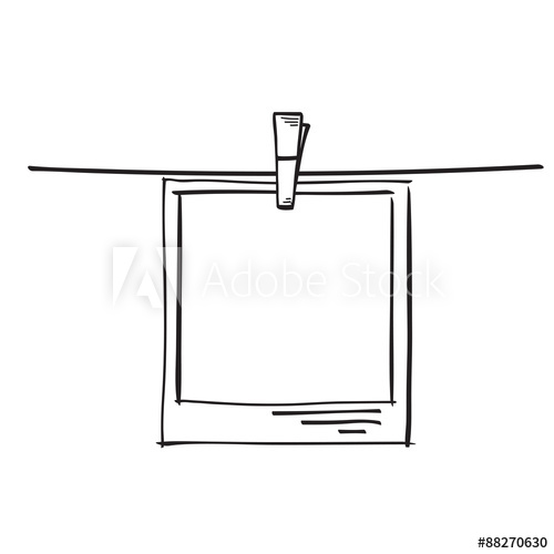 500x500 Photo Frame On Rope Doodle Sketch, Vector