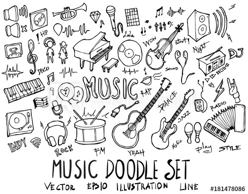 500x392 Set Of Music Illustration Hand Drawn Doodle Sketch Line Vector
