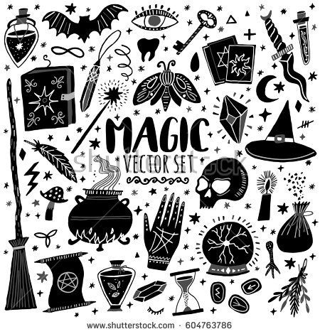450x470 Vector Magic Icons Hand Drawn, Doodle, Sketch Magician Set