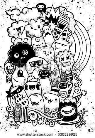 Hand Drawing Doodle, Vector Illustrationmonster Social Doodle 324x470 Hand Drawing Doodle, Vector Illustrationmonster Social Doodle