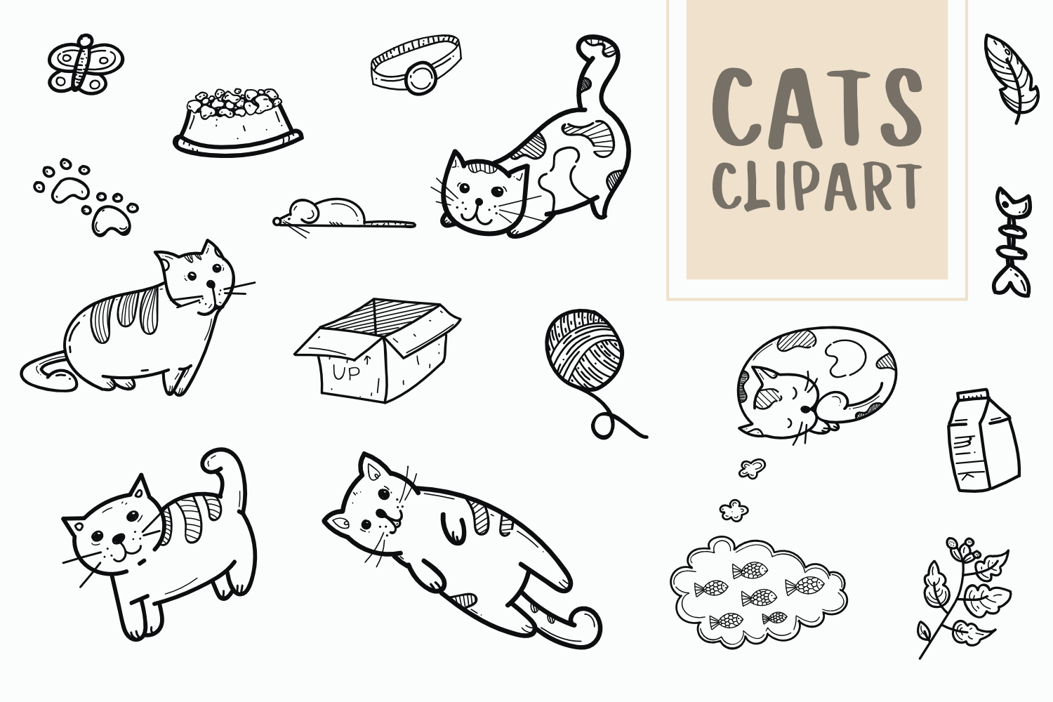 Cat Doodle Vector Illustration 1500x1000 Cat Doodle Vector Illustration