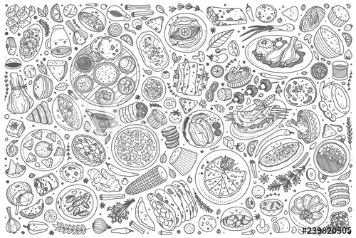 Hand Drawn Indian Food Set Doodle Vector Background 500x334 Hand Drawn Indian Food Set Doodle Vector Background