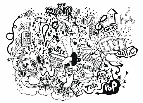 Music Background Drawing Doodle,vector Premium Clipart 489x352 Music Background Drawing Doodle,vector Premium Clipart
