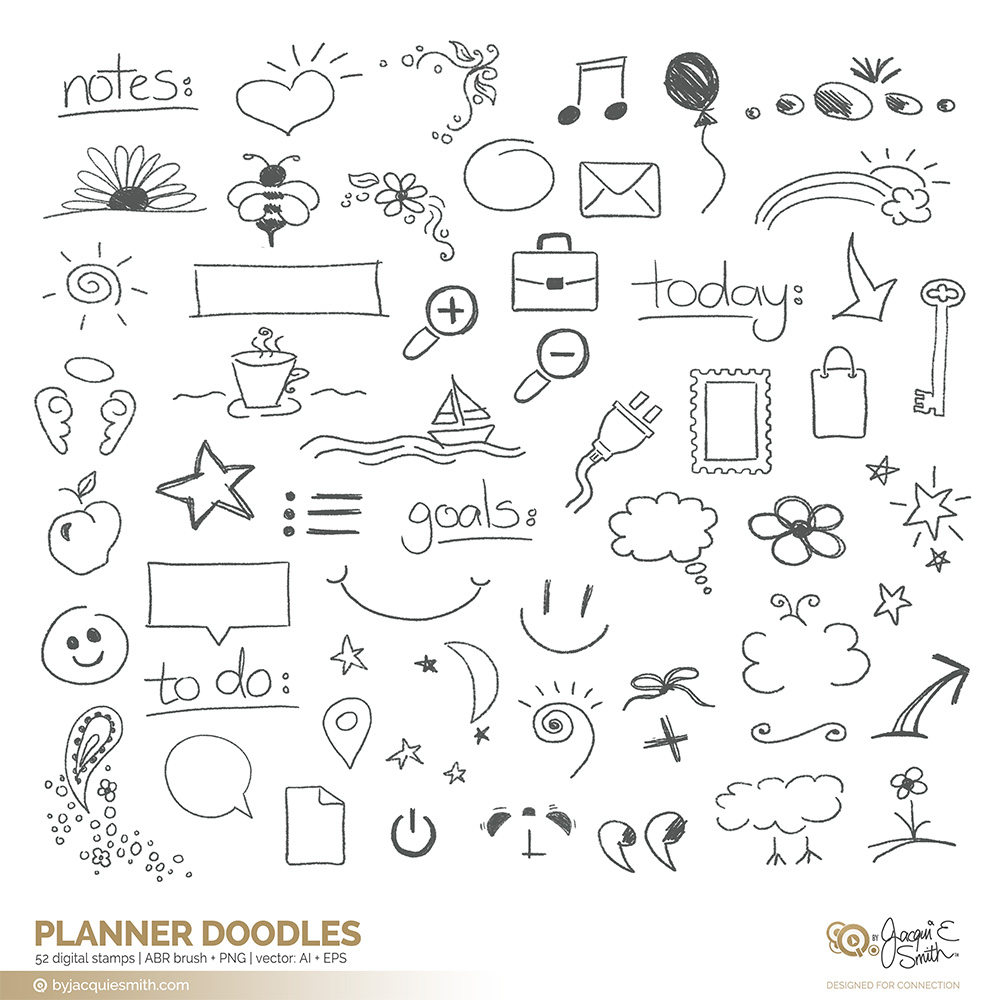 Planner Doodle Vector, Brushes And Overlays Byjacquiesmith 1000x1000 Planner Doodle Vector, Brushes And Overlays Byjacquiesmith