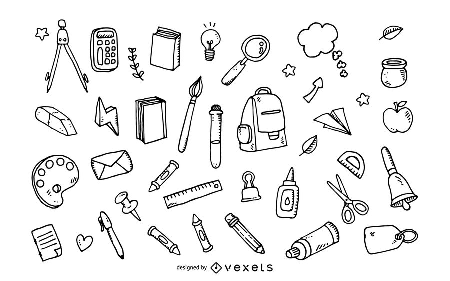 School Tools Set Doodle 900x563 School Tools Set Doodle