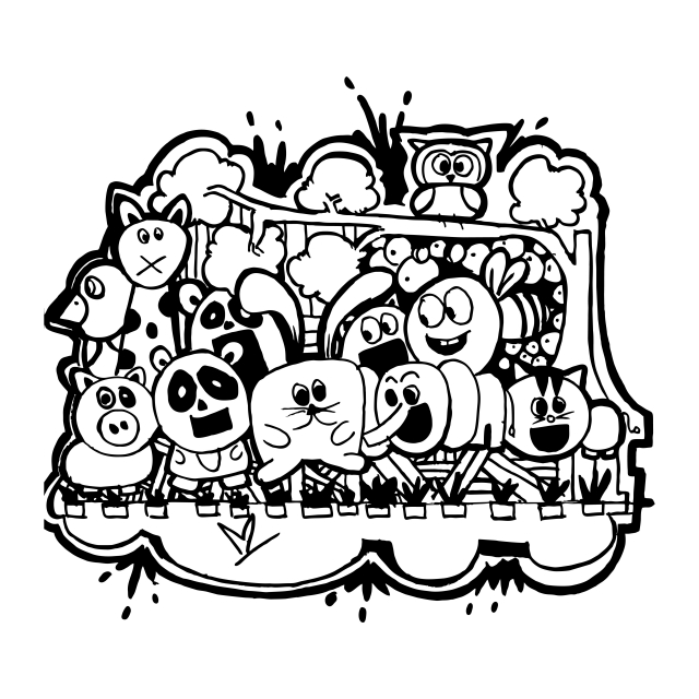 Creative Happy Monster Animal Doodle, Drawing, Cute, Illustration 640x640 Creative Happy Monster Animal Doodle, Drawing, Cute, Illustration