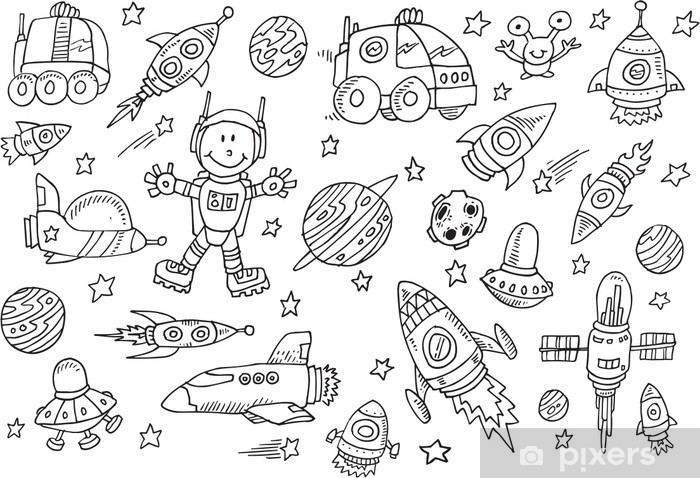 Cute Space Sketch Doodle Vector Set Wall Mural 700x478 Cute Space Sketch Doodle Vector Set Wall Mural