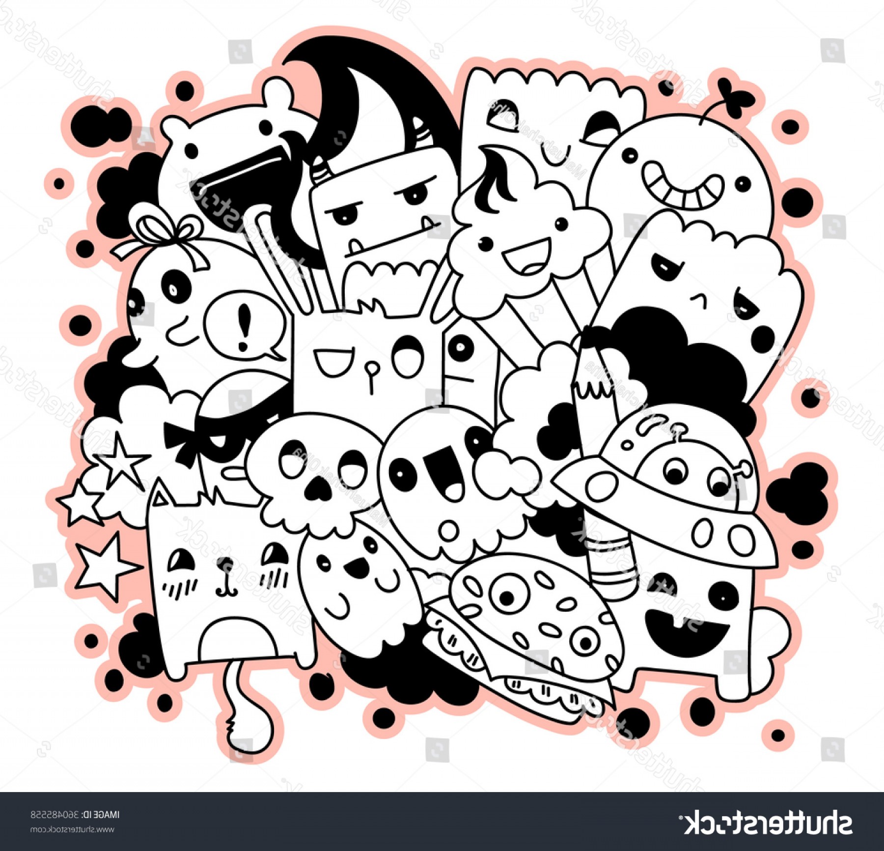 Doodle Vector Illustration Cute Cartoon Characters Wallkeeper 1800x1732 Doodle Vector Illustration Cute Cartoon Characters Wallkeeper