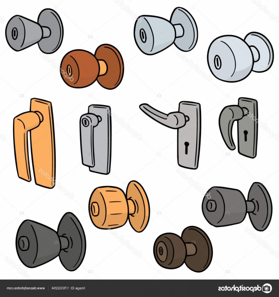 1155x1228 Stock Illustration Vector Set Door Knobs Soidergi