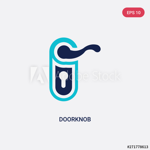 500x500 Two Color Doorknob Vector Icon From Hotel Concept Isolated Blue