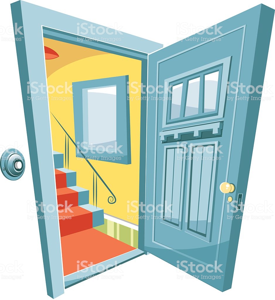 939x1024 Open Front Door Illustration Cartoon Open Door Vector Art