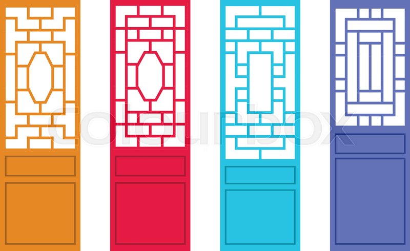 800x490 Set Of Chinese Door In Flat Style, Stock Vector Colourbox
